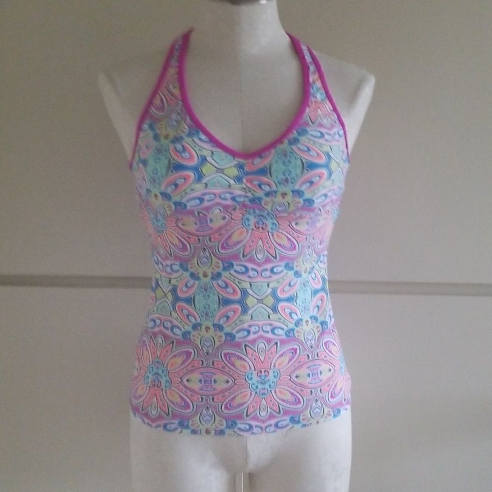 next  Bohemian neon print Tankini top, 32 b/c